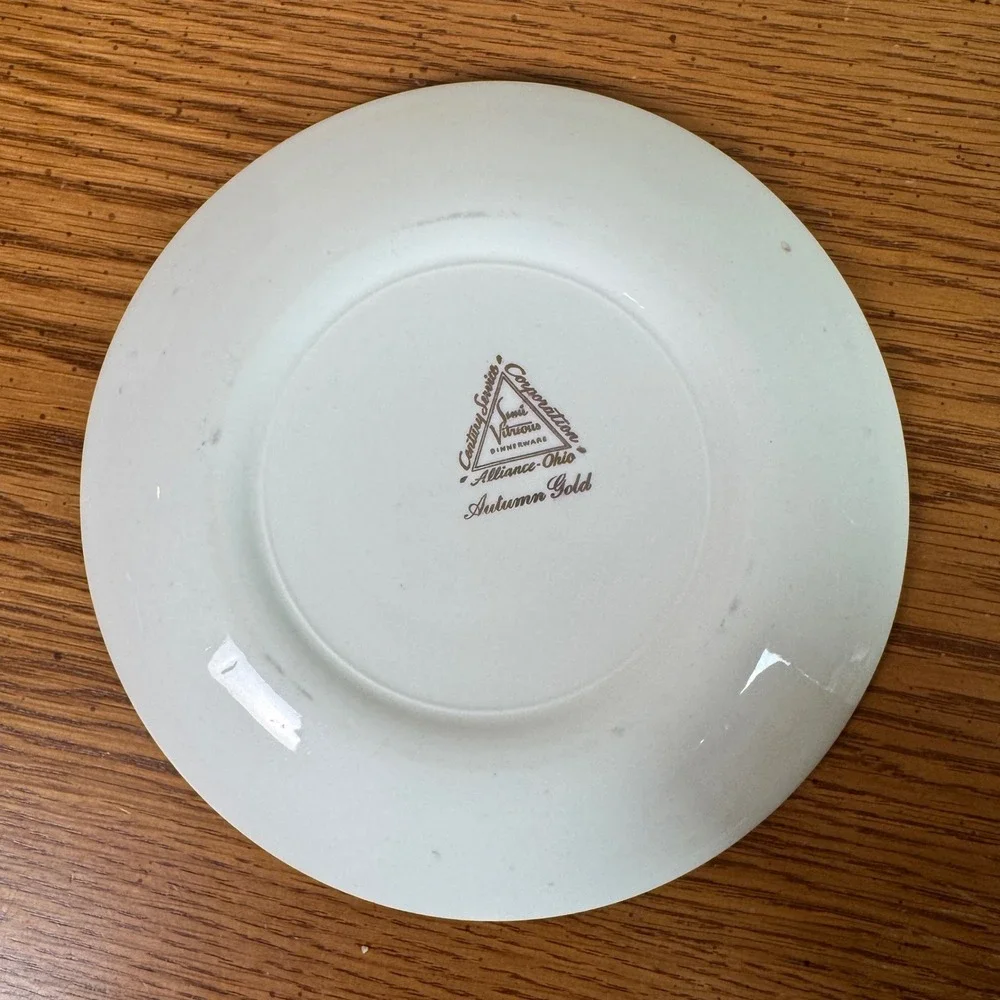 Century Service Corp Autumn Gold Wheat Salad Plate‎ Yellow Gold Trim Vintage